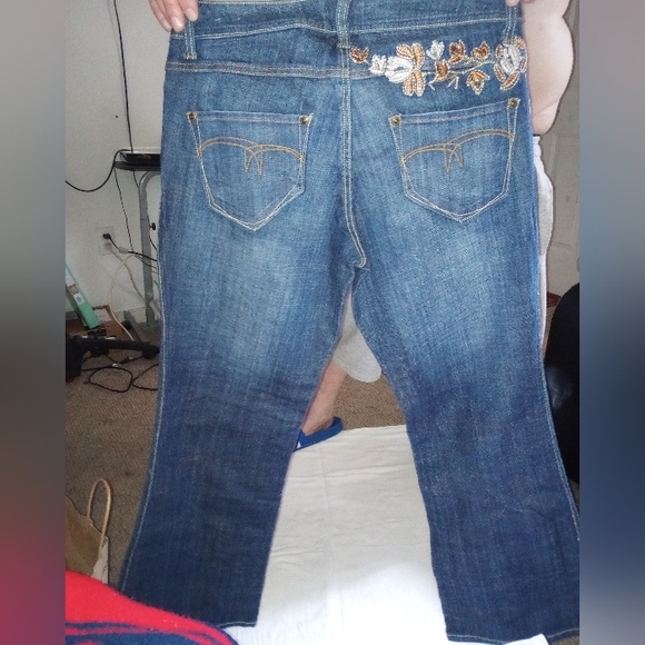 NWOT SEXY BLUE JEANS Gorgeous Embroidered Flower Accents VENEZIA 14 99% Cotton - Picture 10 of 16